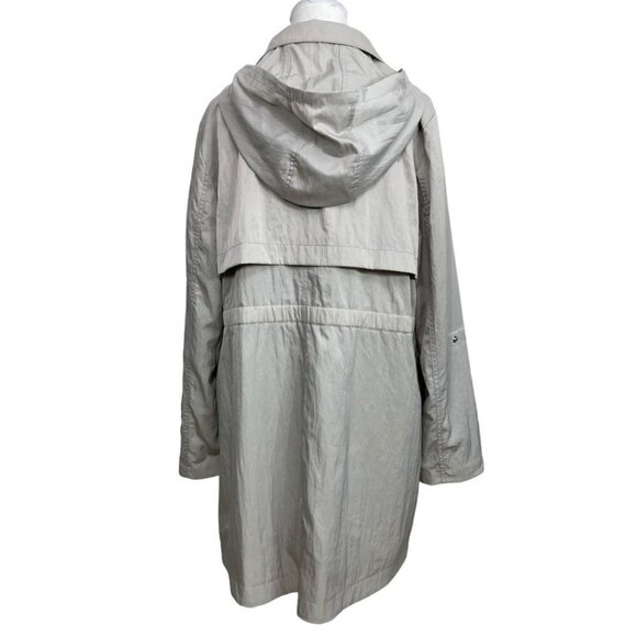KARL LAGERFELD WOMEN'S GREY SILVER HOODED WIND COAT - XL - Picture 3 of 14